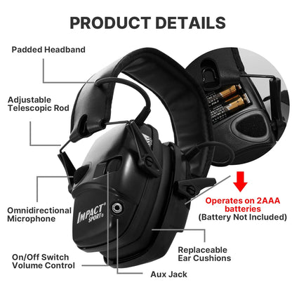 Casque Anti-Bruit Électronique Tir Sportif - Protection Auditive Impact
