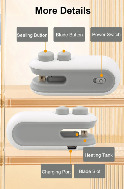 Mini Thermoscelleur Rechargeable pour Sacs Alimentaires – Portable & Magnétique