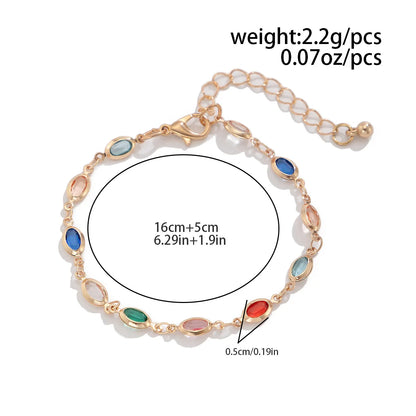 Bracelet Cristaux Colorés Bohème Tissé Main Créatif – Chaîne Dorée Simple Femme