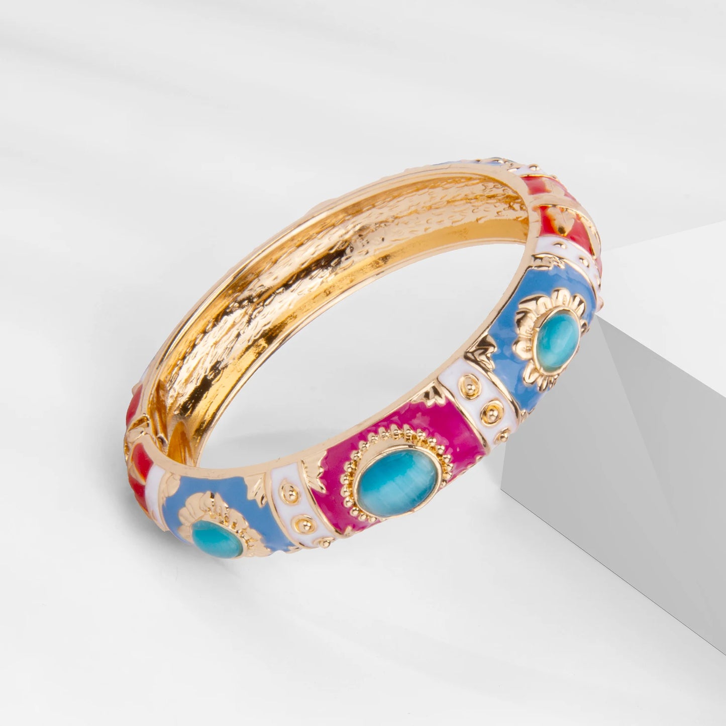 Bracelet Jonc Émail Cloisonné - Design Bohème Hawaï Inde Afrique
