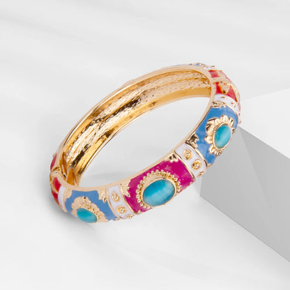 Bracelet Jonc Émail Cloisonné - Design Bohème Hawaï Inde Afrique