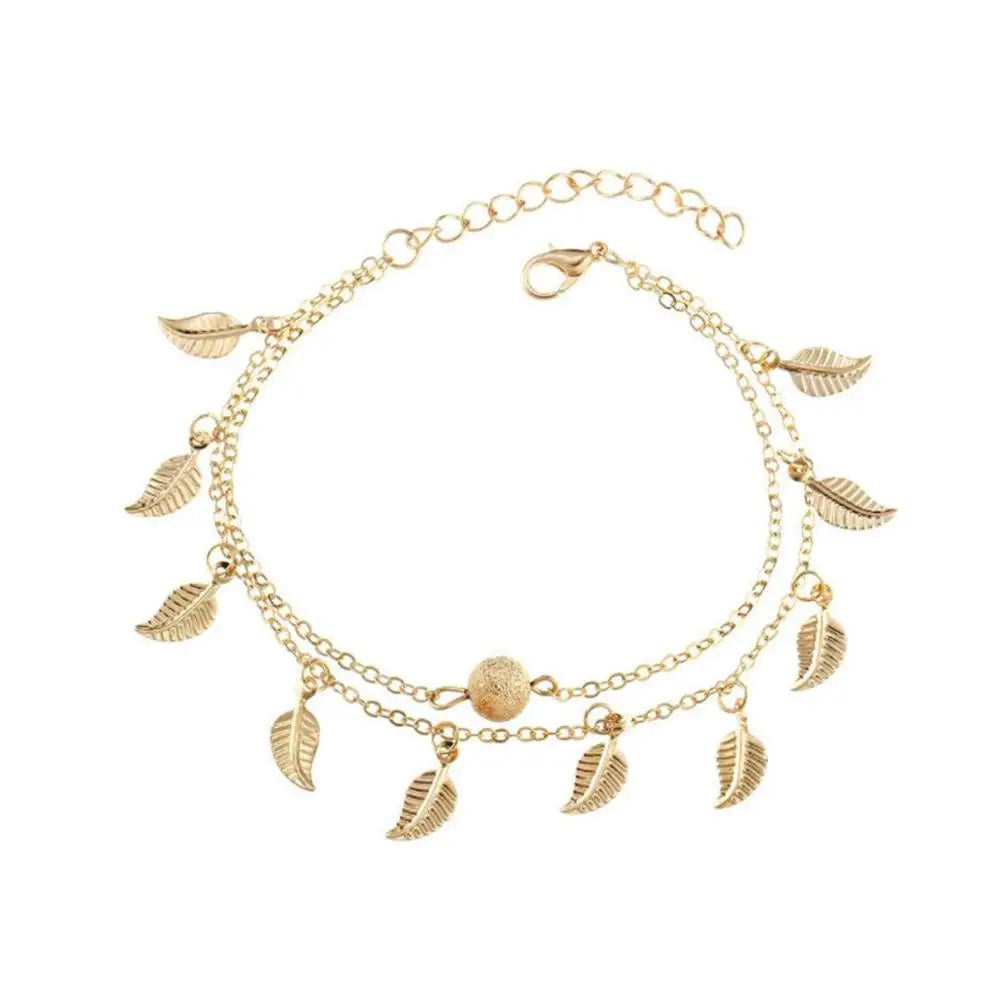 Chaîne de Cheville Bohème Perles Étoiles Pompons – Bracelet Pied Vintage Femme