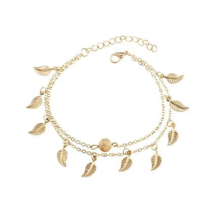 Chaîne de Cheville Bohème Perles Étoiles Pompons – Bracelet Pied Vintage Femme