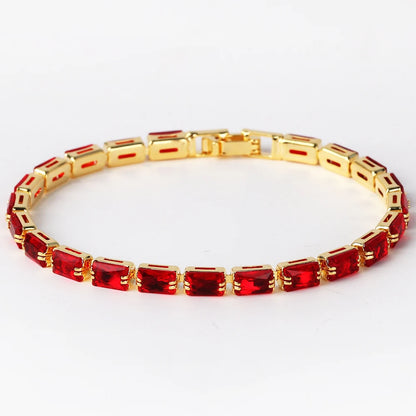 Bracelet Plaqué Or 18K Zircons Arc-en-Ciel – Luxe Micro-Pavé Étanche