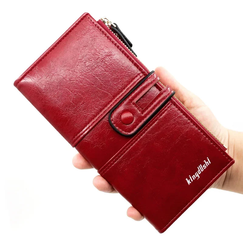 Portefeuille Long Femme Cuir PU Grande Capacité - Porte-Cartes Fermeture Éclair Fashion