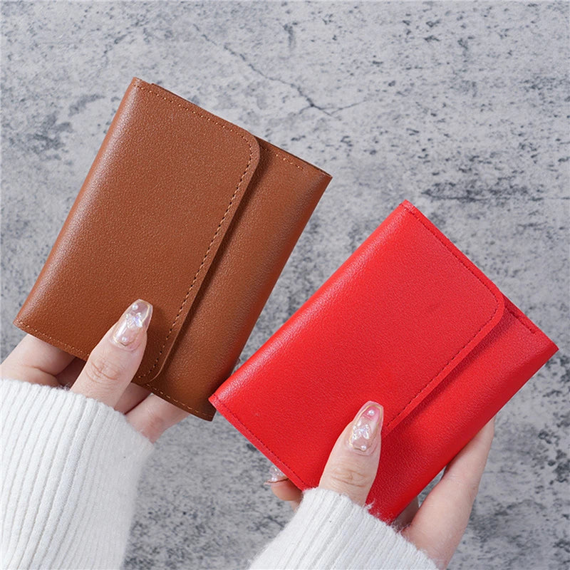 Portefeuille Femme Compact Rose - Mini Porte-Monnaie Cuir PU avec Fermoir et Compartiment Pièces