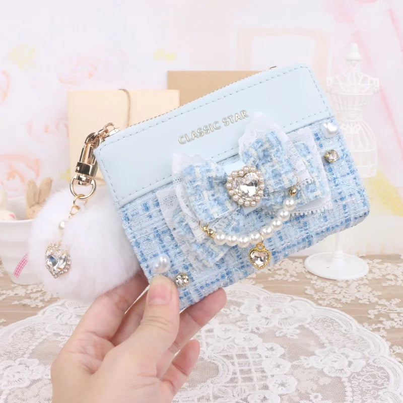 Portefeuille Femme Lolita Mignon Cuir PU - Court Porte-Cartes Monnaie Kawaii Cadeau Fille