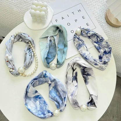 Foulard Perles Protection Solaire Femme - Boucle Magnétique Pendentif Été Long