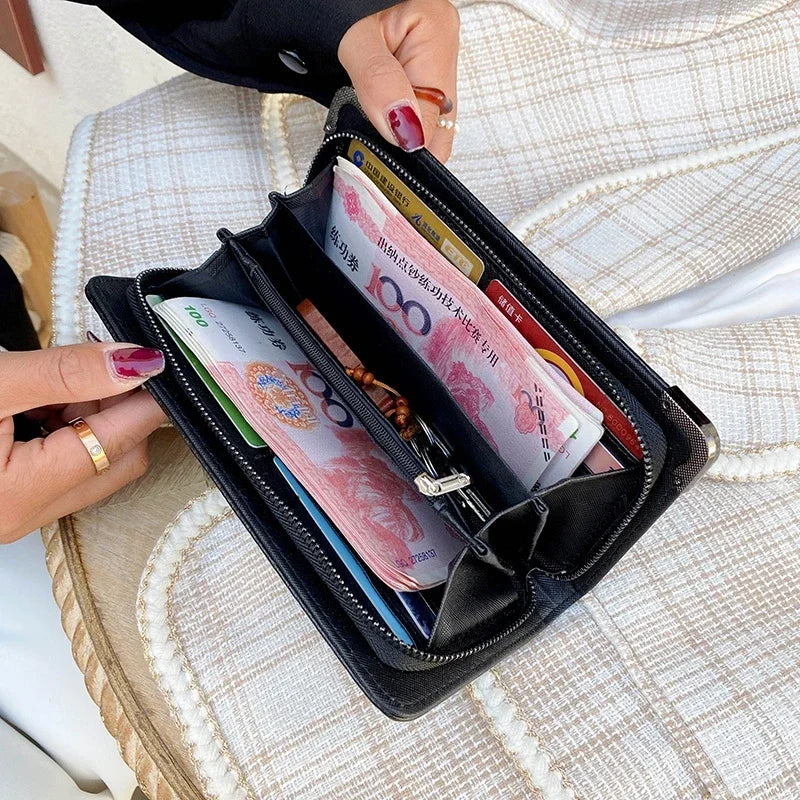 Portefeuille Femme Long Tête de Mort - Porte-Monnaie Design Luxe Skull avec Étui Téléphone
