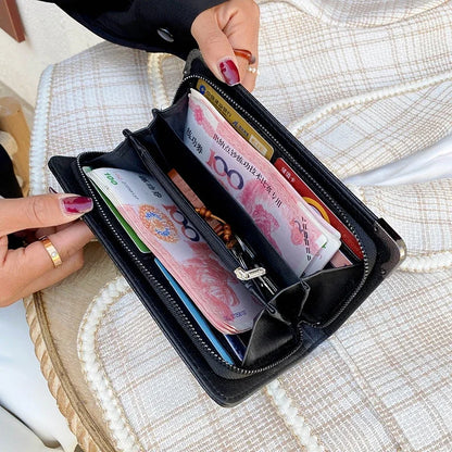 Portefeuille Femme Long Tête de Mort - Porte-Monnaie Design Luxe Skull avec Étui Téléphone