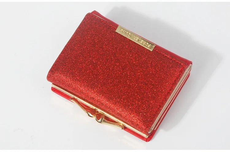Portefeuille Femme Brillant Tri-Fold - Cartera Mujer Clutch Porte-Monnaie Simple