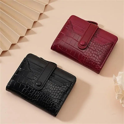 Portefeuille Femme Court Cuir PU Imprimé Crocodile Zippé - Porte-Carte Multi-Emplacements Imperméable Kaki