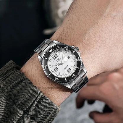 Montre Homme Luxe Acier Inoxydable Étanche - Quartz Business Sport Date - Cadeau Noël