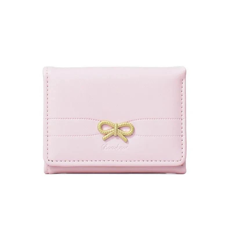 Portefeuille Femme Nœud Mignon Tri-Fold - Wallet Étudiant Porte-Cartes Porte-Monnaie Noir
