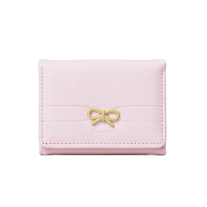 Portefeuille Femme Nœud Mignon Tri-Fold - Wallet Étudiant Porte-Cartes Porte-Monnaie Noir