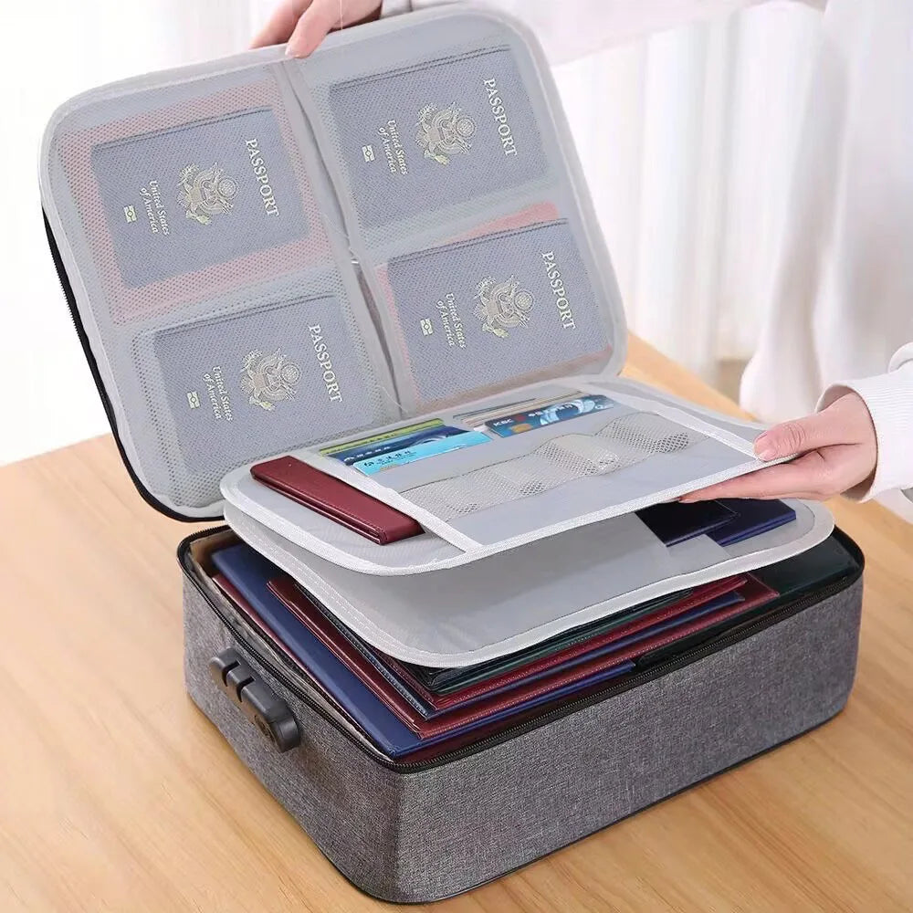 Organisateur de Documents Portable en Oxford – 2 ou 3 Couches, Cadenas en Option
