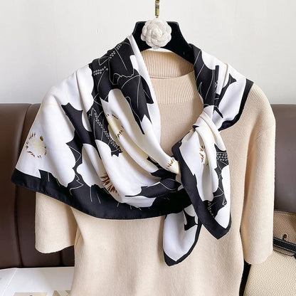 Foulard Carré Soie Twill Design Femme - Écharpe Hijab Bandana Châle Luxe Headband
