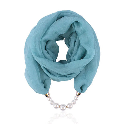 Foulard Collier Pendentif Couleur Unie Femme - Écharpe Neckerchief Bijou Hijab Accessoire