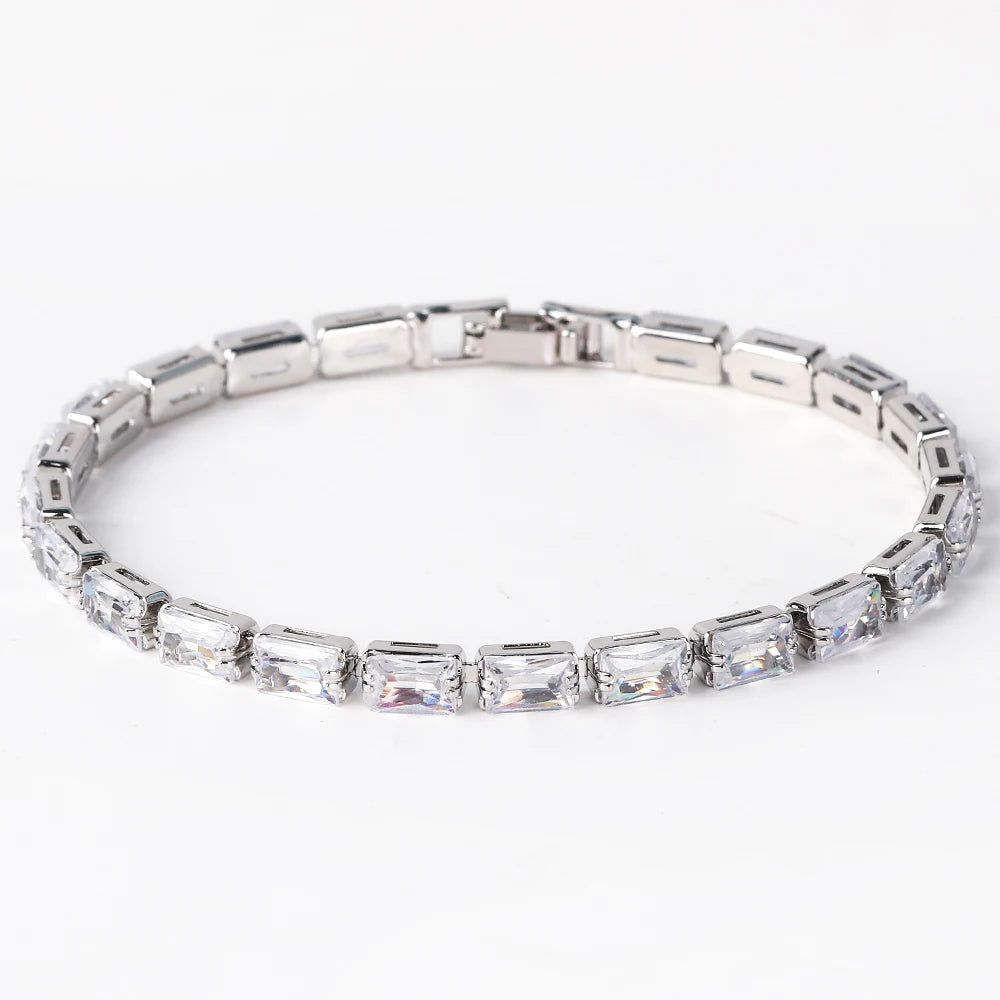 Bracelet Plaqué Or 18K Zircons Arc-en-Ciel – Luxe Micro-Pavé Étanche