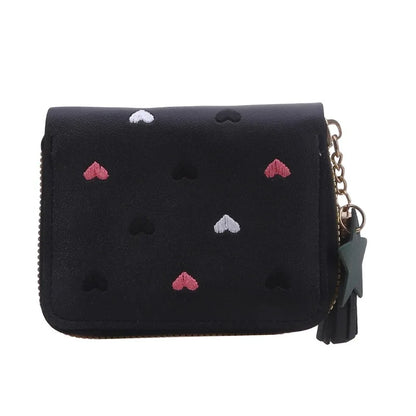 Portefeuille Femme Mini Court Pompon Zippé - Porte-Monnaie Cuir PU Cute Porte-Carte Main Vert
