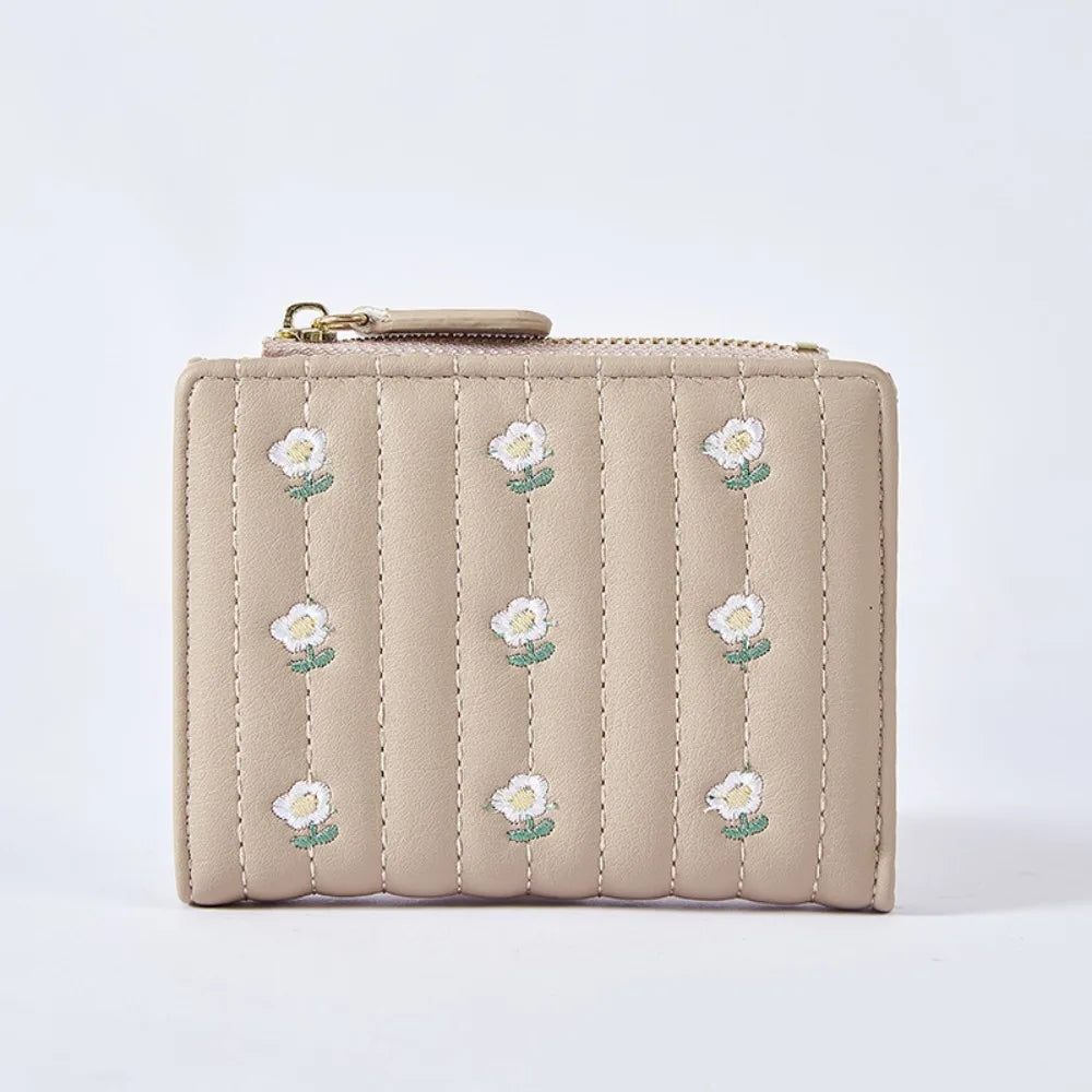 Portefeuille Femme Mini Cute Cuir PU Court - Porte-Monnaie Fashion Coin Money Bag Grande Capacité Blanc
