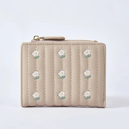 Portefeuille Femme Mini Cute Cuir PU Court - Porte-Monnaie Fashion Coin Money Bag Grande Capacité Blanc