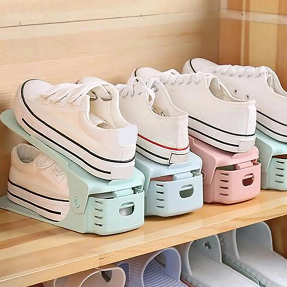 Range-Chaussures Ajustable Double-Couche - Organisateur Rangement Économie Espace 2/4/8pcs