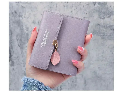 Portefeuille Femme Court Trifold Cuir PU Pompon - Clutch Coin Purse Hasp Luxe Fashion Tendance Violet