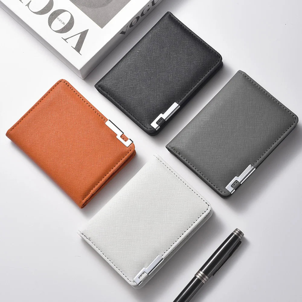 Portefeuille Homme Cuir Synthétique Slim - Porte-Carte Business Minimaliste Multiples Emplacements Géométrique