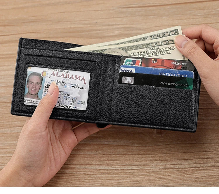 Portefeuille Homme Cuir PU Court Business - Wallet Noir Compact Walet Portefeuille