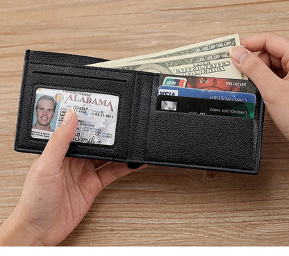 Portefeuille Homme Cuir PU Court Business - Wallet Noir Compact Walet Portefeuille