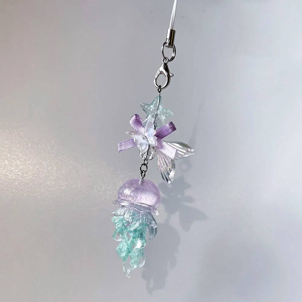 Charm Téléphone Méduse Sirène Perles – Porte-Clés Fairycore Marin