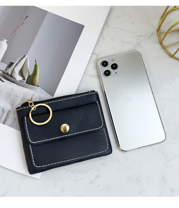 Portefeuille Femme RFID Blocking Trifold Multi-Cartes - Porte-Monnaie Zippé Porte-Clés Sécurisé