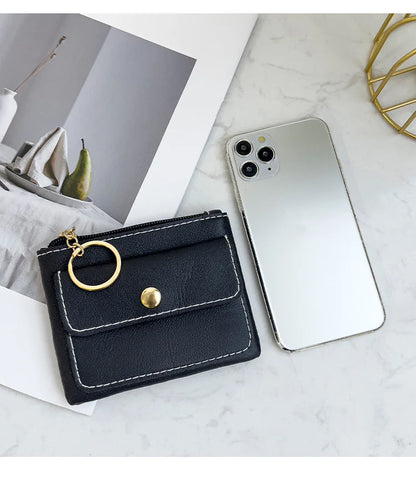 Portefeuille Femme RFID Blocking Trifold Multi-Cartes - Porte-Monnaie Zippé Porte-Clés Sécurisé
