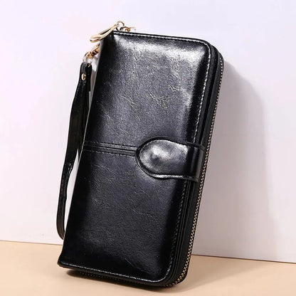 Pochette Portefeuille Femme Cuir PU Vintage - Clutch avec Dragonne et Compartiment Téléphone