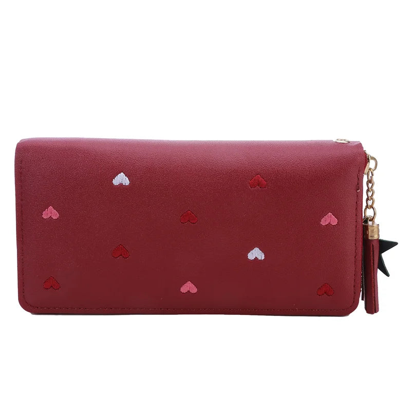 Portefeuille Femme Long Cœur Luxe - Clutch Wallet Porte-Cartes Téléphone Vert