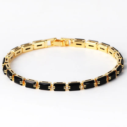 Bracelet Plaqué Or 18K Zircons Arc-en-Ciel – Luxe Micro-Pavé Étanche
