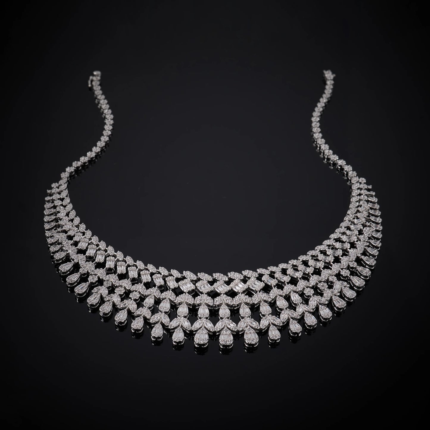 Parure Mariée Complète Zircon Cubique – Collier Boucles Bracelet Bague