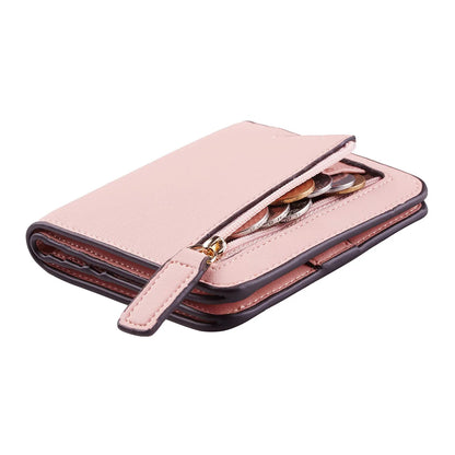 Portefeuille Femme RFID Bifold Compact Cuir - Mini Porte-Monnaie avec Fenêtre ID