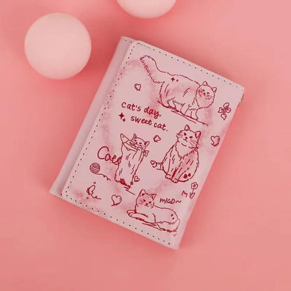 Portefeuille Femme Cuir Chat Graffiti - Porte-Monnaie Grande Capacité Portable