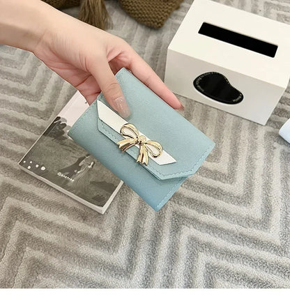 Portefeuille Femme Court Nœud Pliable - Clutch Bag Porte-Cartes Cuir PU Fashion