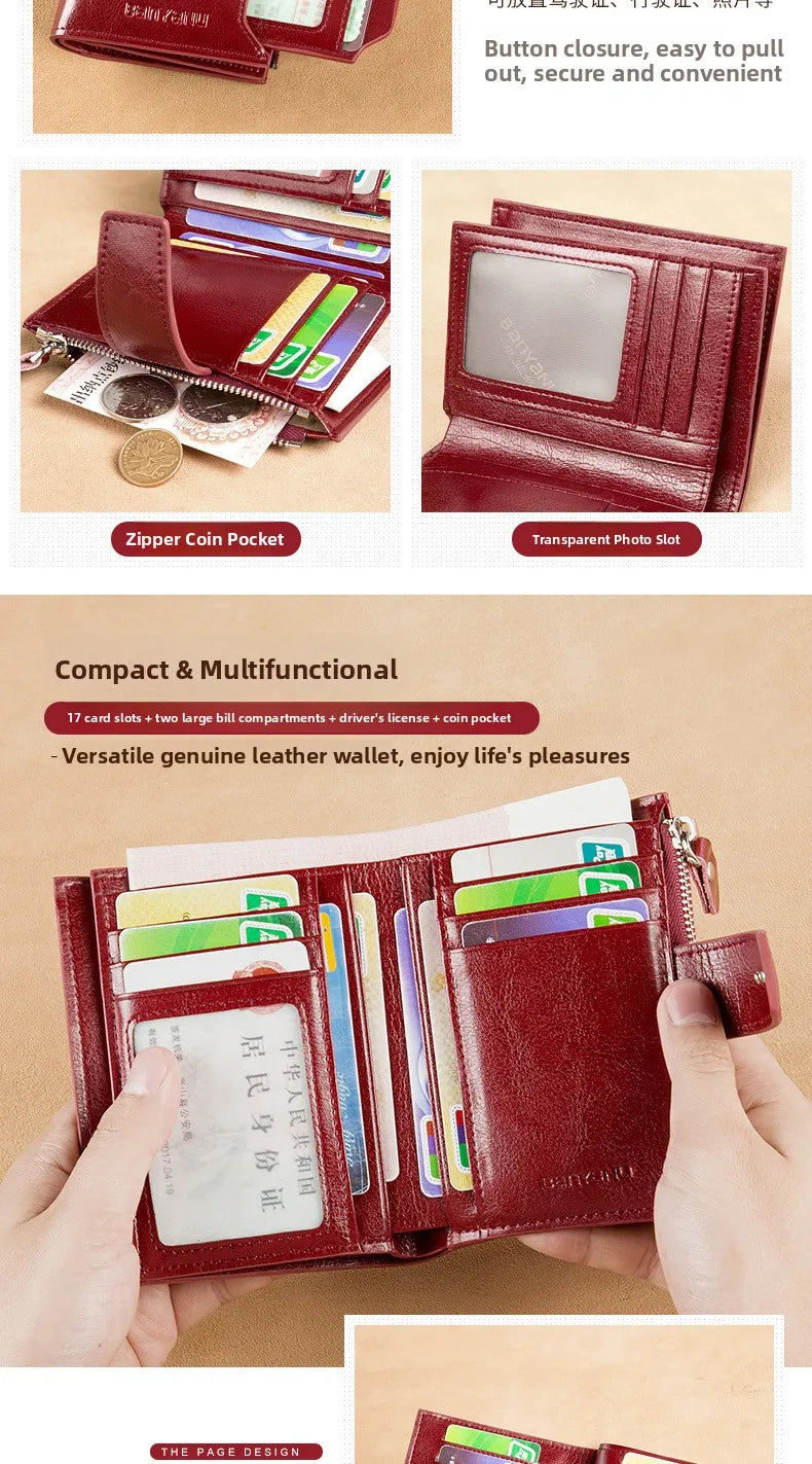 Portefeuille Femme Cuir 2025 Grande Capacité - Sac Crossbody Anti-Vol Clip Monnaie Téléphone