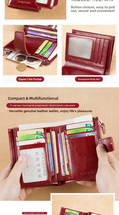 Portefeuille Femme Cuir 2025 Grande Capacité - Sac Crossbody Anti-Vol Clip Monnaie Téléphone