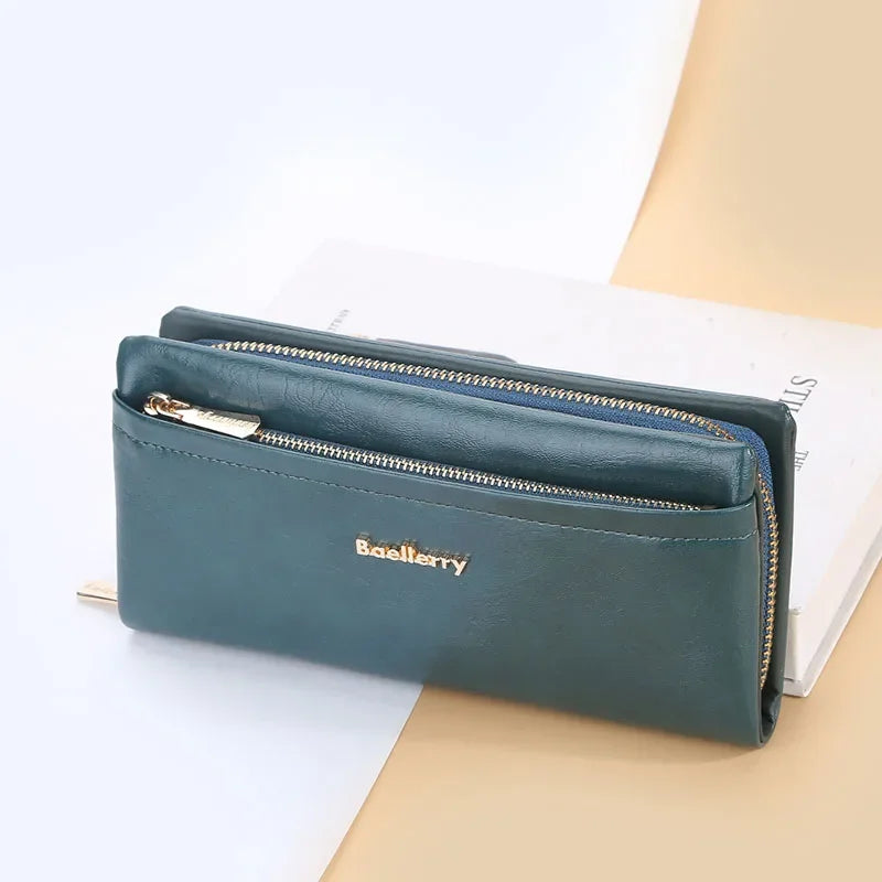 Portefeuille Femme Cuir PU Multi-Fonctions - Pochette Clutch Porte-Cartes Téléphone