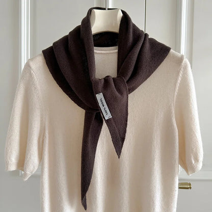 Foulard Triangle Laine 100% Femme - Écharpe Tricotée Style Britannique Multifonction Hiver