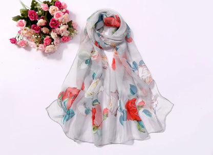 Foulard Écharpe Mousseline Georgette Rose Femme - Bandana Châle Été Protection Solaire Plage