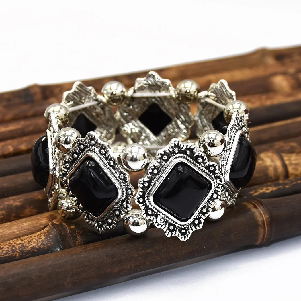 Bracelet Jonc Ethnique Tribal Turquoise - Inspiration Indienne et Africaine