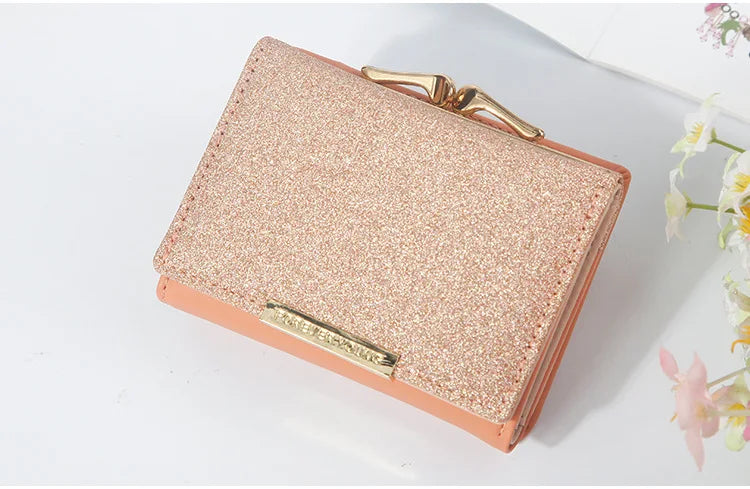 Portefeuille Femme Brillant Tri-Fold - Cartera Mujer Clutch Porte-Monnaie Simple