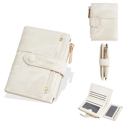 Portefeuille Femme Cuir PU - Porte-Carte Compact Zippé Grande Capacité pour Cartes Bancaires et Voyage