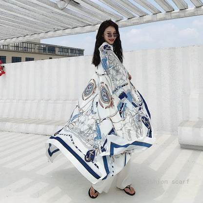 Foulard Plage Soie Protection Solaire - Châle Surdimensionné Été Femme